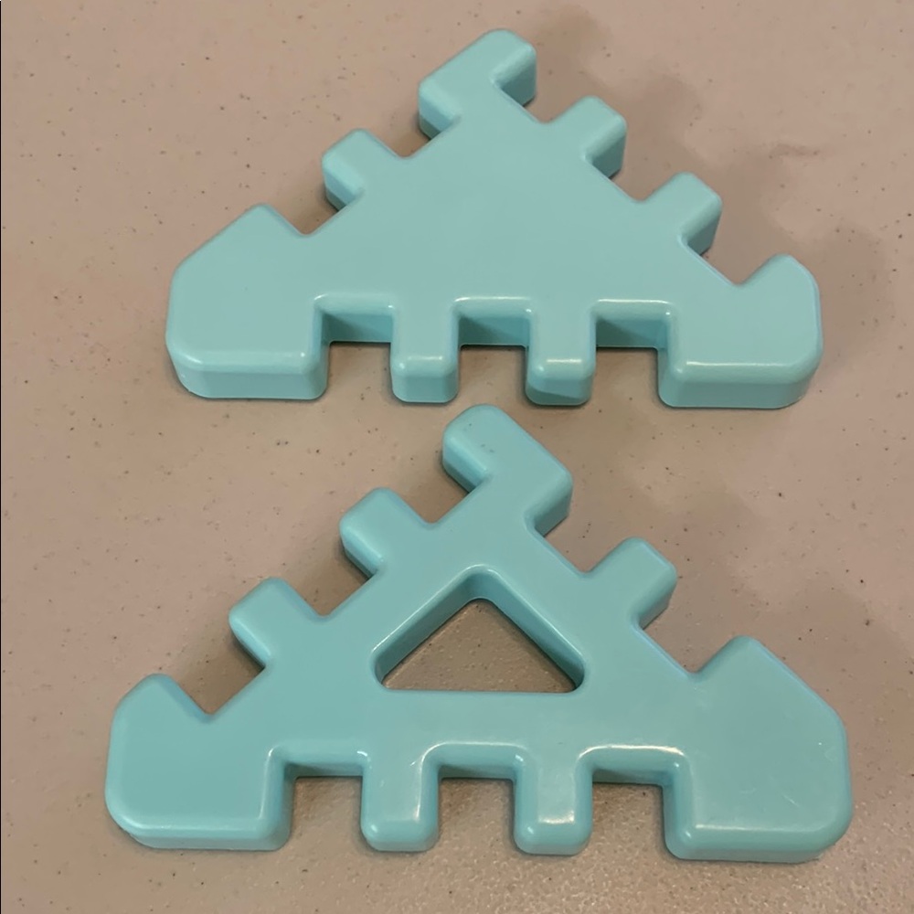 Vintage Little Tikes Waffle Blocks Roof Replacement Pieces Lot of 2 Blue Green